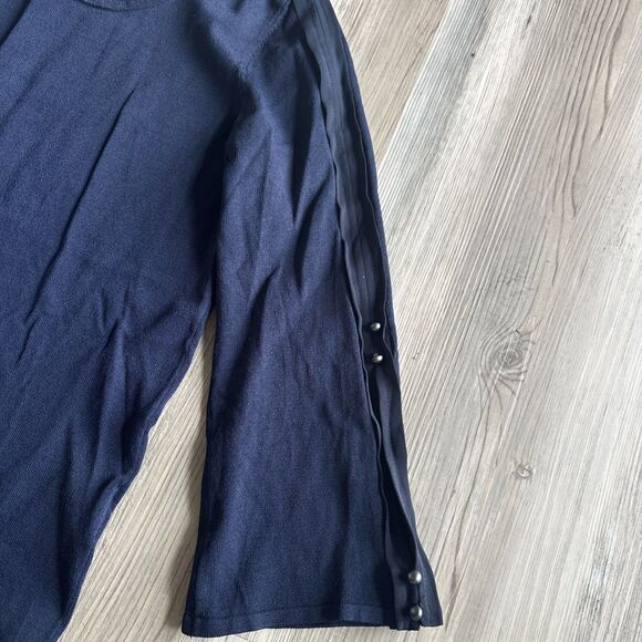 Vintage Esprit Long Sleeved Blue Viscose Top With Button Sleeve Detail Small - Picture 7 of 12